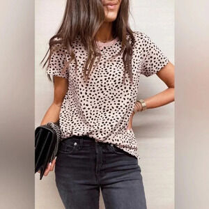Wild Side Leopard Print T-Shirt Blush Pink Black Spot Short Sleeve Tee NWT